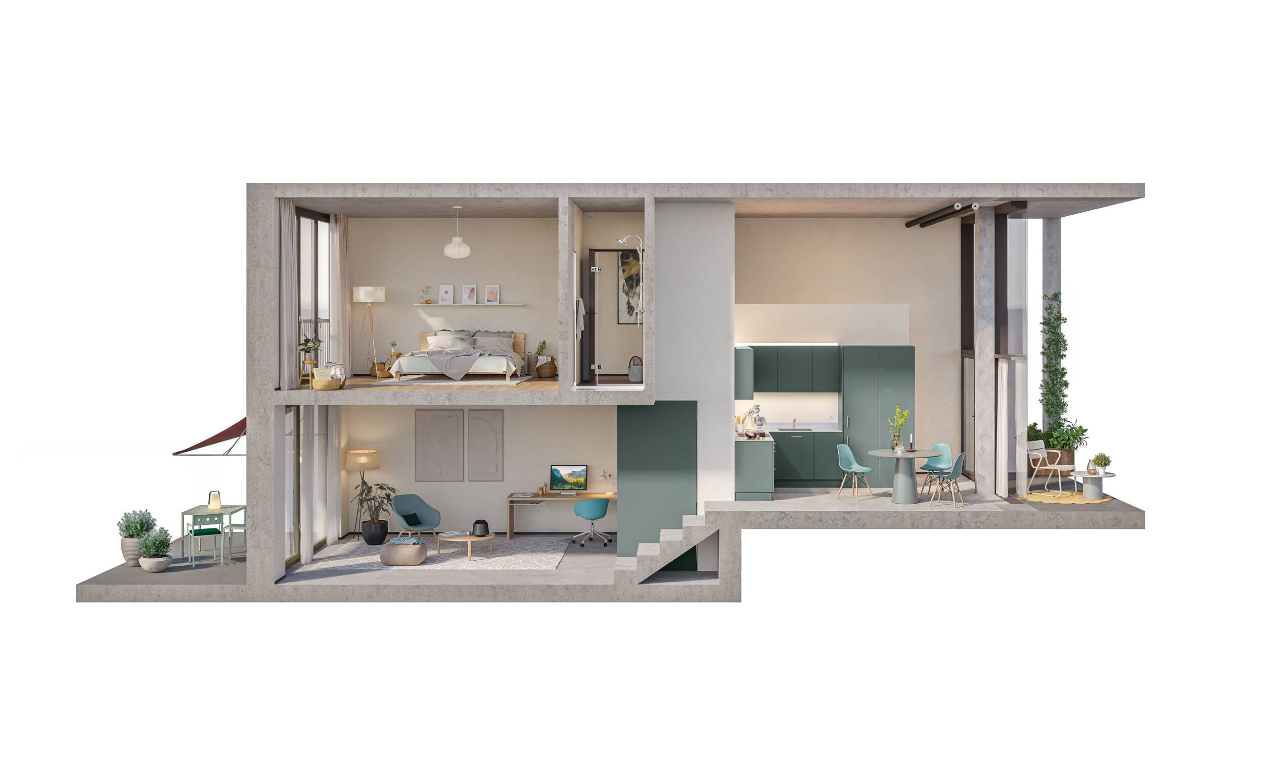 Wohnungstyp «Split-Level», Wohnen